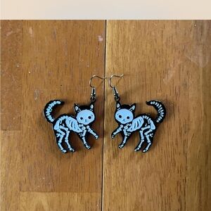 Skeleton Cat Earrings